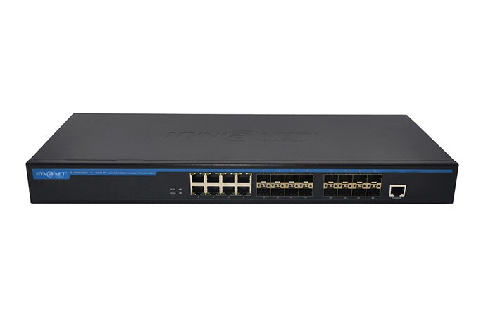 S2908F16 Layer 2 managed Ethernet switch with 8 electrical ports + 16 SFP slots